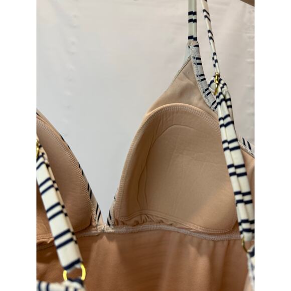 Kona Sol 2X White Black Striped One Piece Bathing Suit Swimwear - Picture 5 of 5